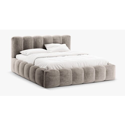 Micadoni Home Svjetlo smeđi tapecirani bračni krevet s prostorom za odlaganje s podnicom 180x200 cm Lupine – Cijene