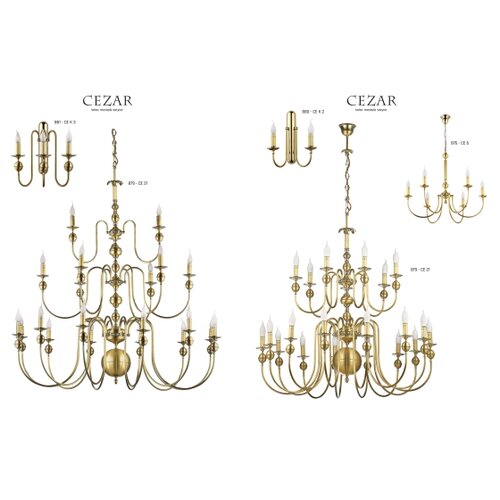 Jupiter 879 ce 21 - viseći luster cezar ii 21xE14/40W/230V matirani mesing Slike