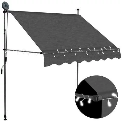  Ročno zložljiva tenda z LED lučmi 200 cm antracitna