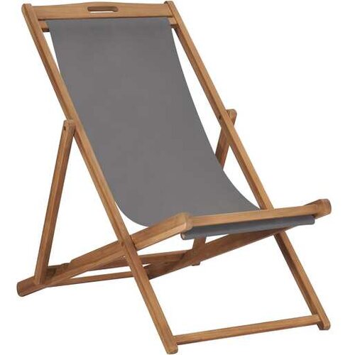  Zložljiv stol za na plažo trdna tikovina siv Slike