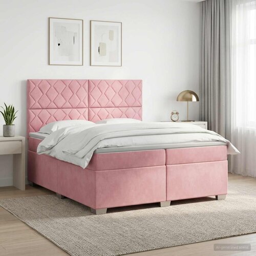  Boxspring krevet s madracem Ružičasta 200 x 200 cm Bar&amp;scaron;un Slike