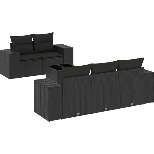  6-dijelni set vrtnih sofa s jastucima crni od poliratana Slike