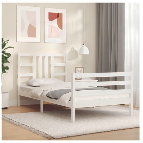 VidaXL Okvir za krevet s uzglavljem crni 100x200 cm od masivnog drva Slike