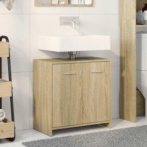  Ormarić za umivaonik boja hrasta 60x33x60 cm konstruirano drvo Smeđa Slike