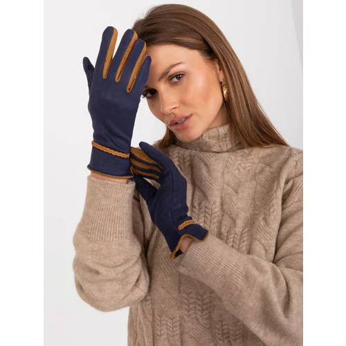 Fashion Hunters Elegant women's gloves in navy blue