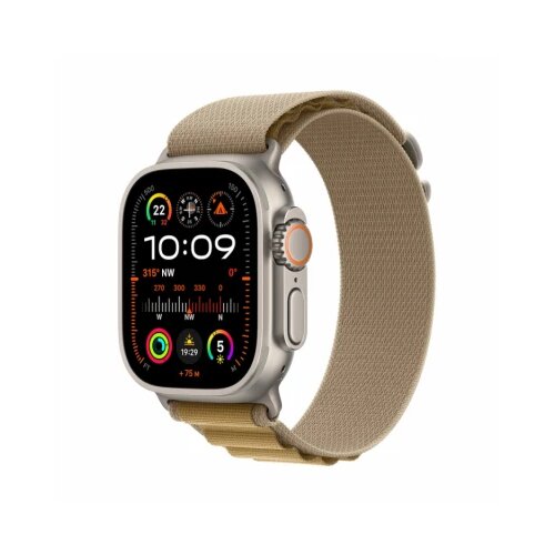 Apple watch ultra 2 gps + cellular 49mm natural titanium case with tan alpine loop - medium Slike