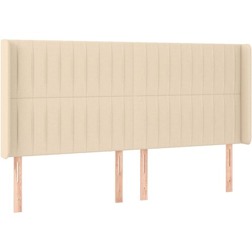  LED uzglavlje krem 163 x 16 x 118/128 cm od tkanine Slike