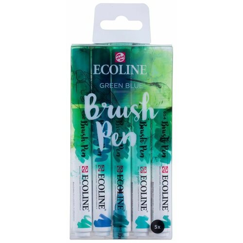akvarel olovke Ecoline Brush Pen Green Blue | Set od 5 komada Slike