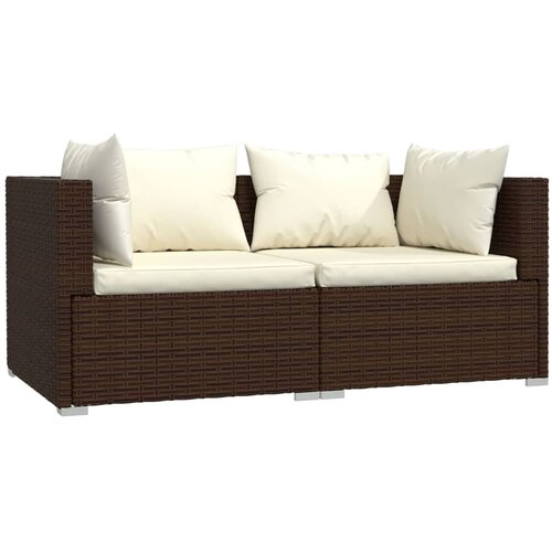 Maison Chic kavč - Sofa - Kanape dvosed z blazinami rjav poli ratan, (21727182) Cene