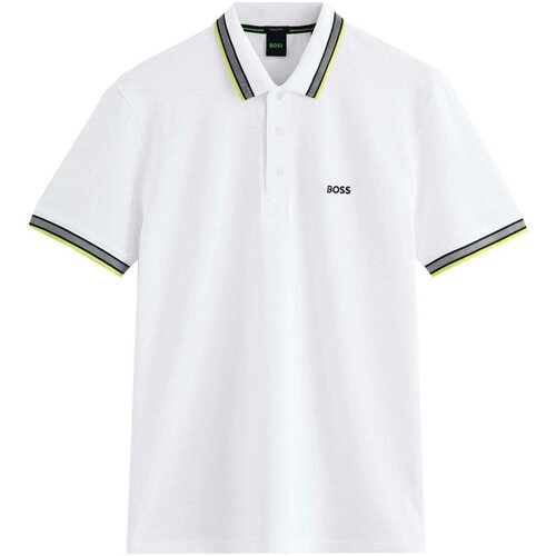 Boss Paddy Piqu&amp;eacute; Polo Shirt Open White/Yellow Bijela Slike