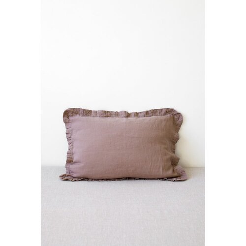 Linen Tales Umazano vijolična lanena prevleka za vzglavnik z obrobo, 50 x 60 cm Slike
