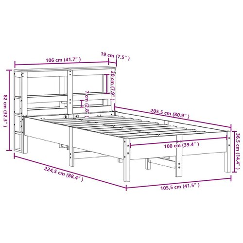 VidaXL Okvir kreveta bez madraca vo&amp;scaron;tano smeđi 100x200 cm od borovine Slike