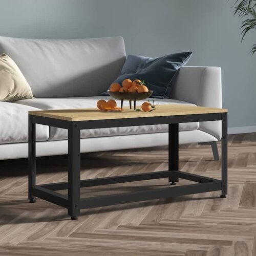 The Living Store Klubska mizica svetlo rjava in črna 90x45x45 cm MDF in železo - Klubska Mizica, (21574596) Slike