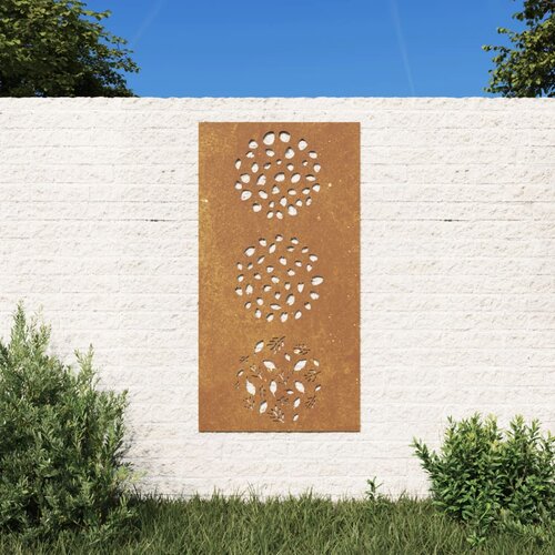 VidaXL Vrtni zidni ukras 105 x 55 cm od čelika COR-TEN s uzorkom li&amp;scaron;ća Slike