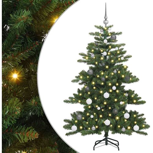 VidaXL Umjetno božićno drvce s nogom s 150 LED dioda Zelena 150 cm PVC Slike