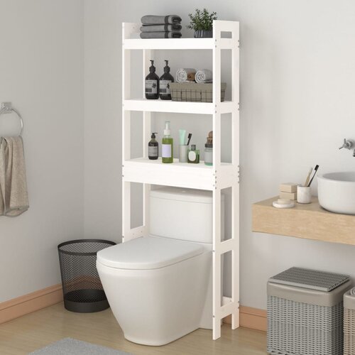 The Living Store Stojalo za kopalnico belo 63x26x171 cm trdna borovina - Stojalo Za Kopalnico, (21485392) Cene