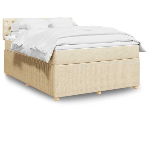  Krevet s oprugama i madracem krem 140x200 cm od tkanine Cijene