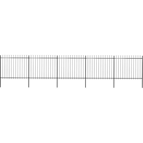  Vrtna ograda s vrhom koplja Čelik 892,5 x 150 cm Crna Cene