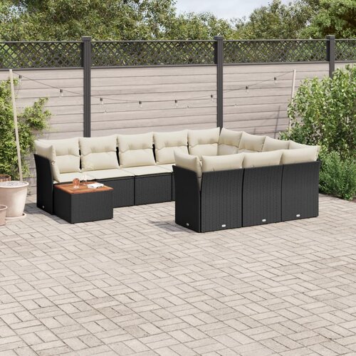  11-dijelni set vrtnih sofa od poliratana s jastucima crni Cijene