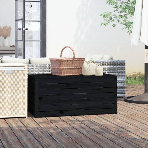 VidaXL Vrtna kutija crna 101 x 50 5 x 46 5 cm od masivne borovine Slike