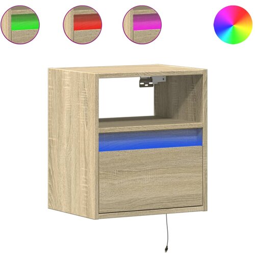 Maison Chic Stenska Nočna omarica - Nočna miza z LED lučkami sonoma hrast, (21688051) Slike
