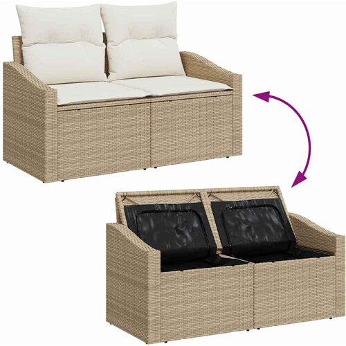  Set sofe 7 kom. Bež i krema poliratan 55 x 55 x 37 cm Slike