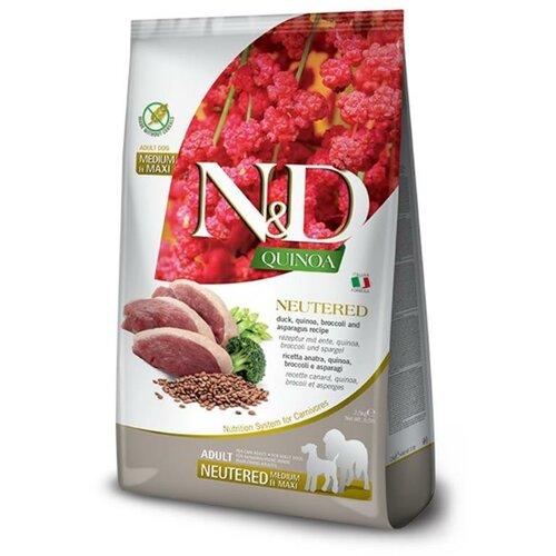 N&d quinoa hrana za sterilisane/kastrirane pse pačetina, kinoa, brokoli, špargla medium&maxi 12kg Slike