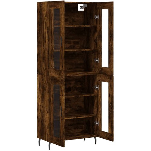  Visoka komoda dimljeni hrast 69,5x34x180 cm konstruiranog drva Slike