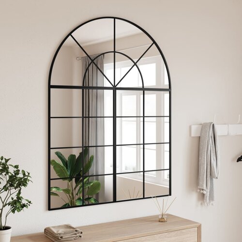 vidaXL Zidno ogledalo crno 100x130 cm lučno željezno Cijene
