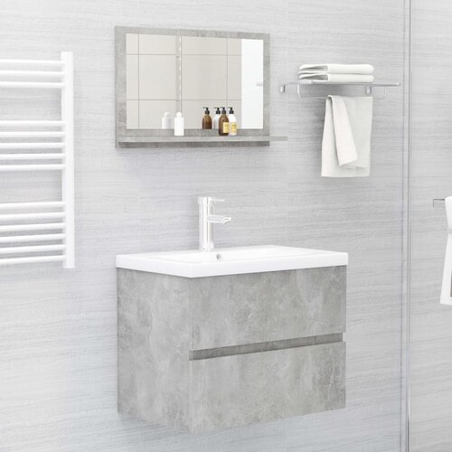  Kupaonsko ogledalo boja betona 60x10,5x37 cm konstruirano drvo Slike