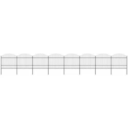 vidaXL Vrtna ograda s ukrasnim kopljima (1 5-1 75) x 13 6 m čelična crna