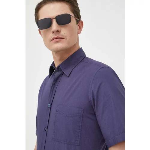 Boss Pamučna košulja ORANGE za muškarce, boja: tamno plava, regular, s klasičnim ovratnikom