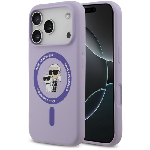 Karl Lagerfeld Originalen ovitek MagSafe iPhone 17 Pro - Karl and Choupette - vijola - KLHMP17LSCMKCRHU Slike