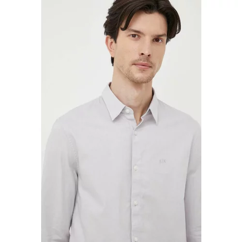 Armani Exchange Bombažna srajca moška, siva barva