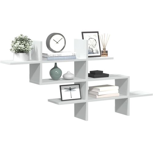 VidaXL Stenska polica bela 124,5x18x60,5 cm inženirski les Slike