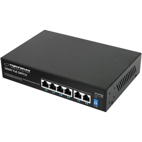 Esperanza SWITCH 4 PoE + 2 UPLINK ETHERNET SWITCH 10/100/1000 GOLIATH, ENS107