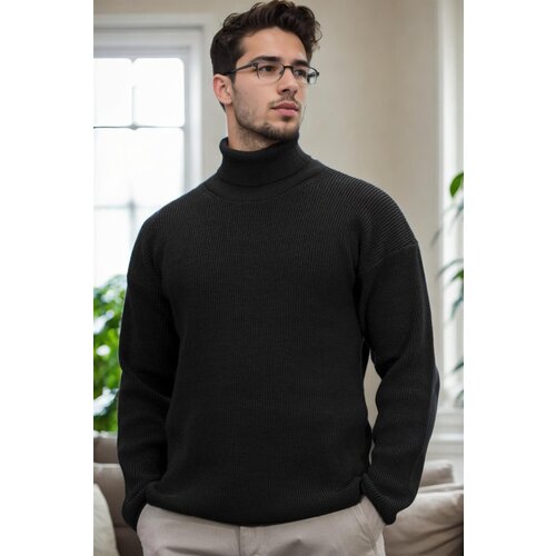 Dewberry 18701 Turtleneck Mens Knitwear-BLACK Slike