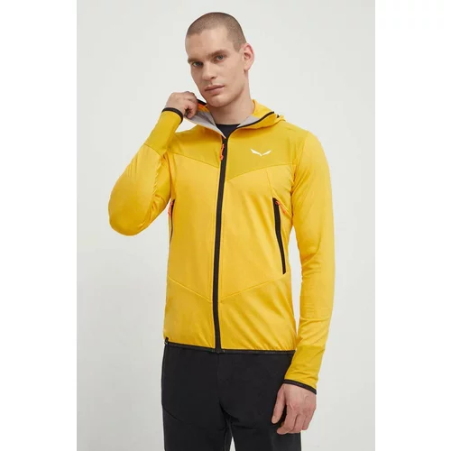 Salewa Športni pulover Agner Hybrid moški, rumena barva, s kapuco