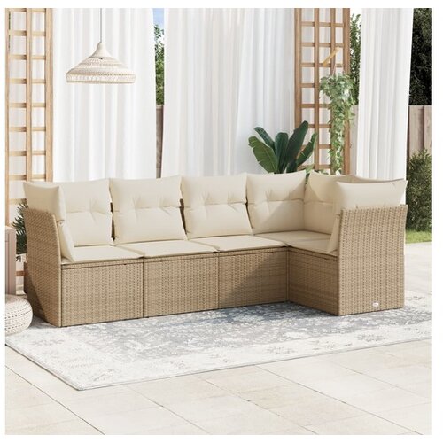 vidaXL 5-dijelni vrtni set sofa s jastucima bež od poliratana Cijene