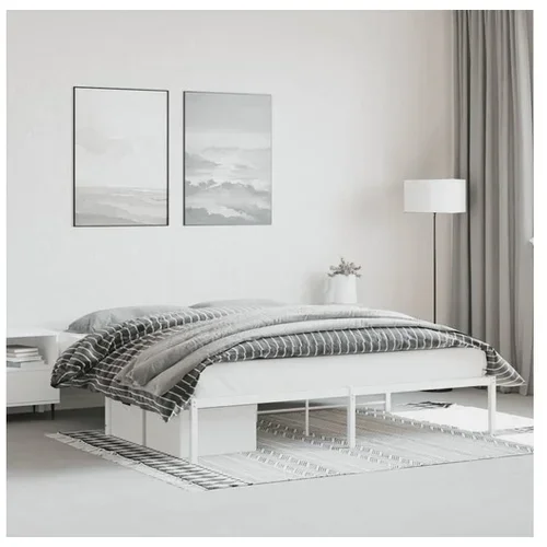 vidaXL Kovinski posteljni okvir bel 183x213 cm