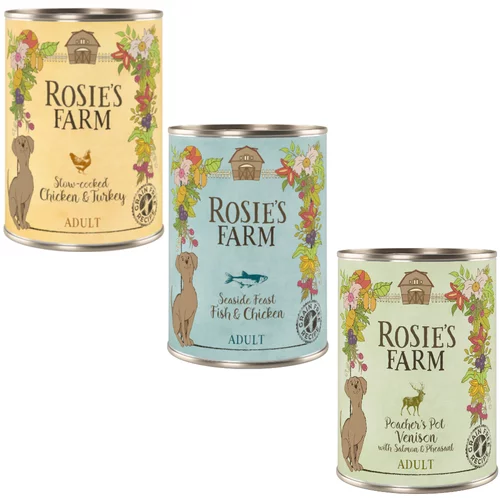 Rosie's Farm Adult 6 x 400 g - miješano pakiranje II (piletina, riba, divljač)