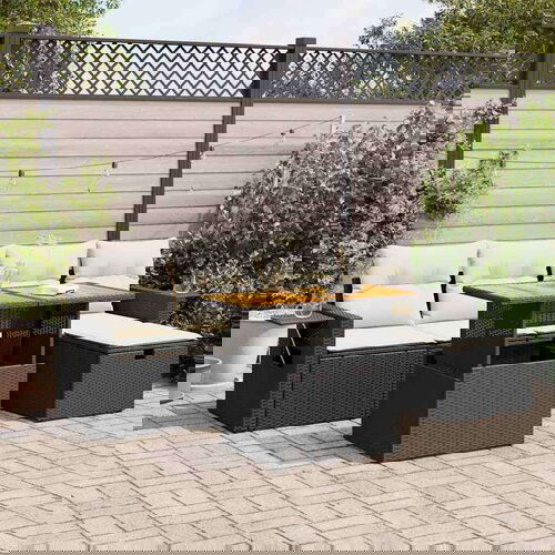 vidaXL 6-dijelni set vrtnih sofa s jastucima crni od poliratana bagrem Cene