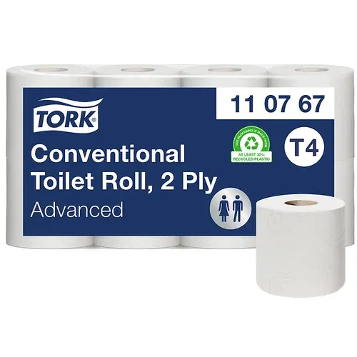 TORK Toaletni papir v majhnih rolah, gospodinjska rola, tissue, 2-slojen, bel, DE 64 rol po 250 lističev, od 1 DE