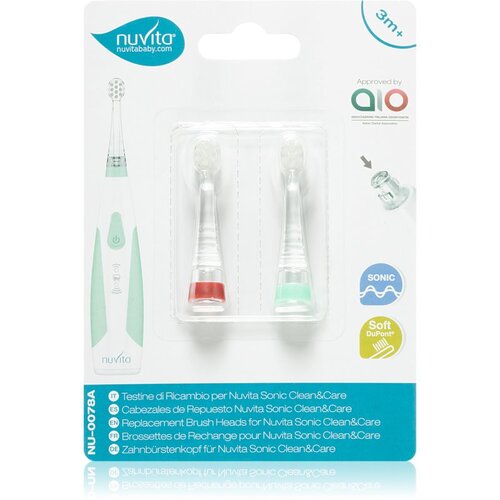 Nuvita Sonic Clean&Care Replacement Brush Heads zamjenske glave za soničnu zubnu četkicu na baterije za bebe Sonic Clean&Care Small 0m - 12m 2 kom Cijene