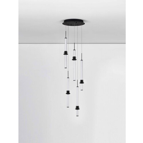 Nova Luce Mat črna keramična LED zatemnitvena viseča svetilka s senčilom iz akrilnega stekla &amp;oslash; 35 cm Stalactite &amp;ndash; Slike