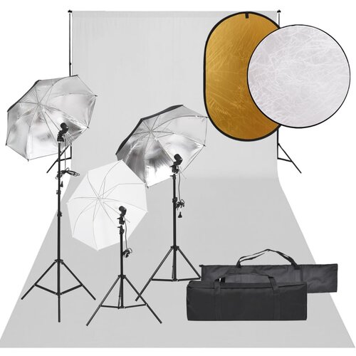 vidaXL komplet za foto studio z lučmi, ozadjem in odbojnikom Cene