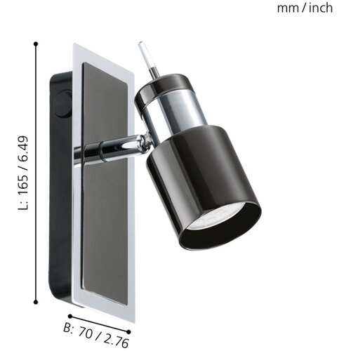 Eglo davida 1 spot/1, led, gu10, 1x5w, 400lm, hrom/crna Slike