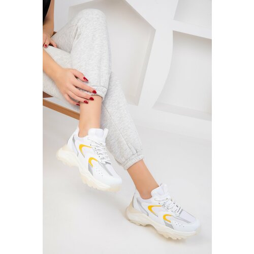 Soho White-Silver-Yellow Women's Sneakers 18109 Cene