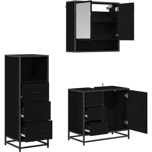  Set namje&amp;scaron;taja za kupaonicu 3 kom. Crni hrast 65 x 33 x 60 cm Slike