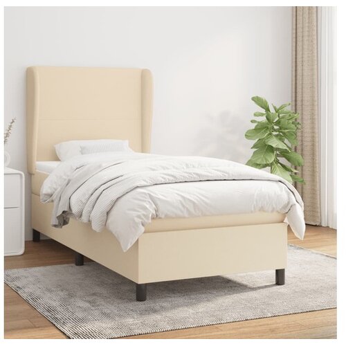  Box spring postelja z vzmetnico krem 90x190 cm blago Cene